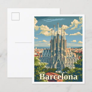 Barcelona Spanien Kunst Elegant Vintage Reise Postkarte