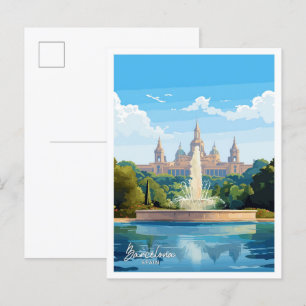 Barcelona Spanien Kunst Reise Vintage-Illustration Postkarte