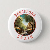 Barcelona Spanien La Rambla Retro Distressed Circl Button (Vorderseite)