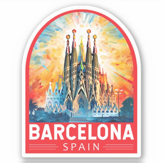 Barcelona Spanien La Sagrada Familia Aufkleber (Vorderseite)