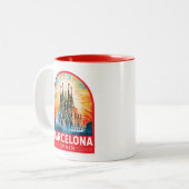 Barcelona Spanien La Sagrada Familia Zweifarbige Tasse (Vorderseite Links)