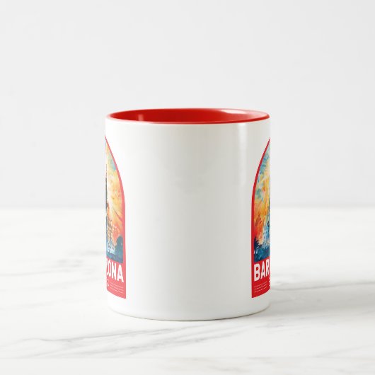 Barcelona Spanien La Sagrada Familia Zweifarbige Tasse (Mittel)