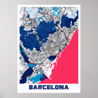 Barcelona - Spanien MilkTea Stadt Karte Poster