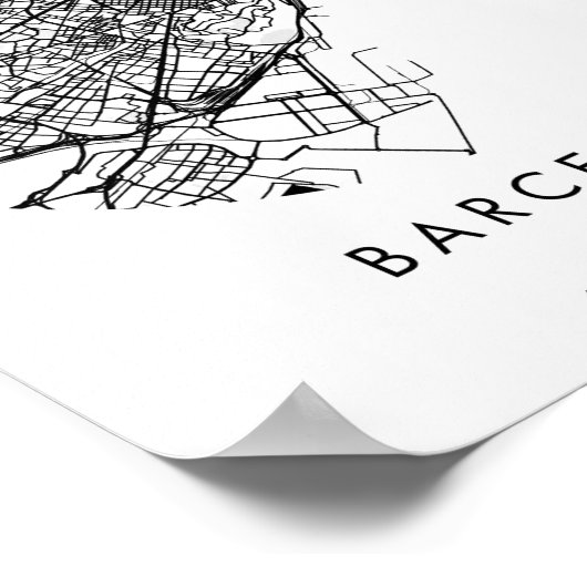 Barcelona Spanien Minimal Modern Circle Street Kar Poster (Ecke)