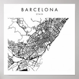 Barcelona Spanien Minimal Modern Street Karte Poster