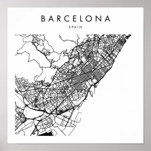 Barcelona Spanien Minimal Modern Street Karte Poster (Vorne)