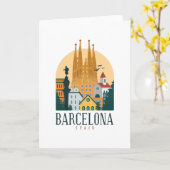 Barcelona Spanien Niedliches spanisches Reisegesch Karte (Gelbe Blume)