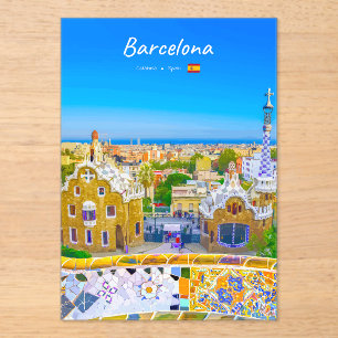 Barcelona, Spanien - Park Guell Gaudi Mosaik Acryleinladungen
