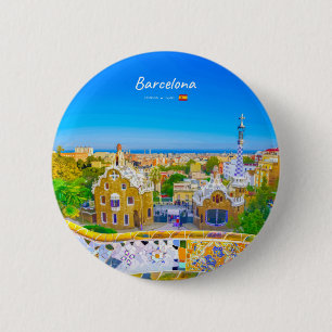Barcelona, Spanien - Park Guell Gaudi Mosaik Button