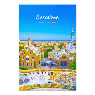 Barcelona, Spanien - Park Guell Gaudi Mosaik Fotodruck