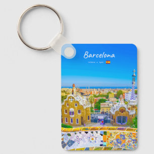 Barcelona, Spanien - Park Guell Gaudi Mosaik Klass Schlüsselanhänger