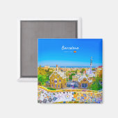 Barcelona, Spanien - Park Guell Gaudi Mosaik Magnet (Vorderseite/Rückseite)