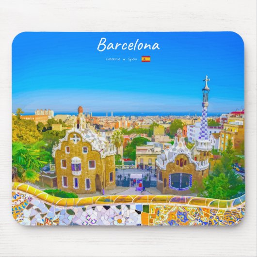 Barcelona, Spanien - Park Guell Gaudi Mosaik Mousepad (Vorne)
