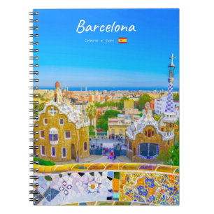 Barcelona, Spanien - Park Guell Gaudi Mosaik Notizblock