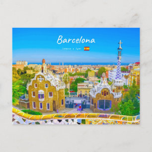 Barcelona, Spanien - Park Guell Gaudi Mosaik Postkarte