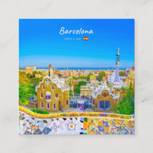 Barcelona, Spanien - Park Guell Gaudi Mosaik Quadratische Visitenkarte