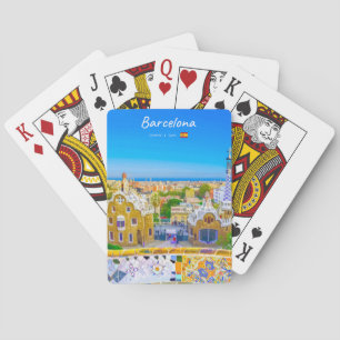 Barcelona, Spanien - Park Guell Gaudi Mosaik Spielkarten