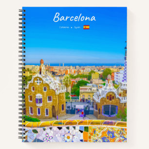 Barcelona, Spanien - Park Guell Gaudi Mosaik Spira Notizblock