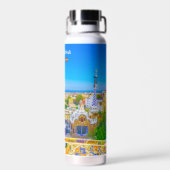 Barcelona, Spanien - Park Guell Gaudi Mosaik Trinkflasche (Rückseite)