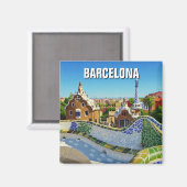Barcelona Spanien Park Güell Travel Magnet (Vorderseite/Rückseite)