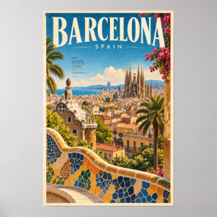 Barcelona Spanien Park Güell und Sagrada Família T Poster