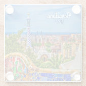 Barcelona Spanien Park Güell Vintage Glasuntersetzer (Rückseite)
