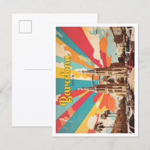 Barcelona Spanien Pop-Art-Reiseillustration Postkarte