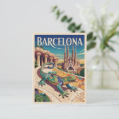 Barcelona Spanien Postkarte (Stehend Vorderseite)