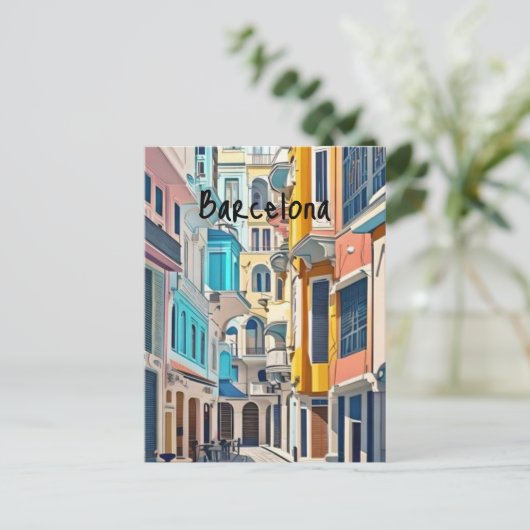 Barcelona Spanien Postkarte (Stehend Vorderseite)
