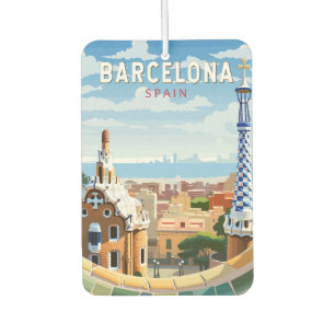 Barcelona Spanien Reise Kunst Vintage Autolufterfrischer