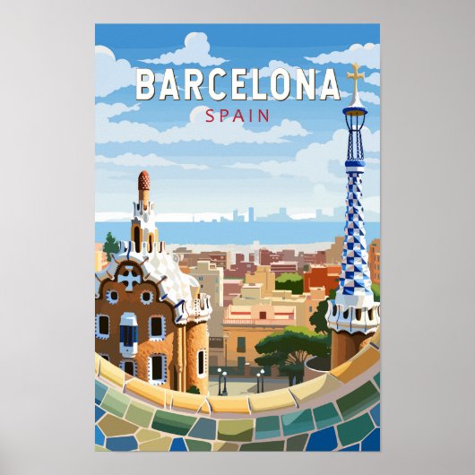Barcelona Spanien Reise Kunst Vintage Poster (Vorne)