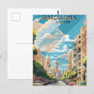 Barcelona Spanien Reise Reiseplakat Design  Postkarte