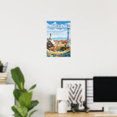Barcelona Spanien Reisen Kunst Vintag Poster (Heimbüro)