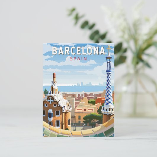 Barcelona Spanien Reisen Kunst Vintag Postkarte (Stehend Vorderseite)