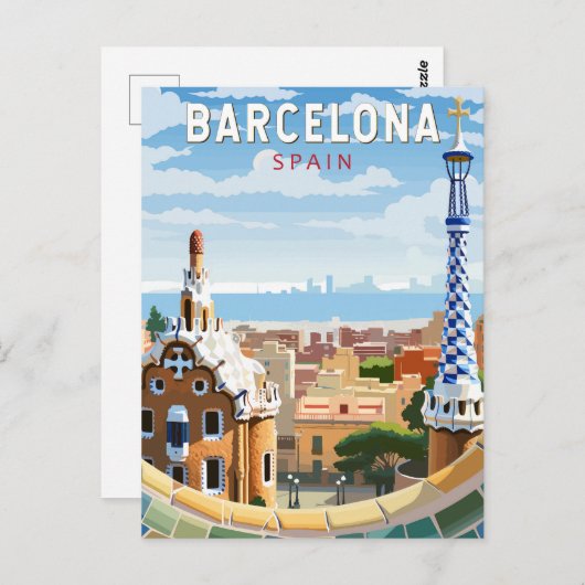 Barcelona Spanien Reisen Kunst Vintag Postkarte (Vorne/Hinten)