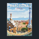 Barcelona Spanien Reisen Kunst Vintag Postkarte<br><div class="desc">Barcelona Retro Vektor Reise Design. Barcelona,  die kosmopolitische Hauptstadt der spanischen Region Katalonien,  ist für ihre Kunst und Architektur bekannt.</div>