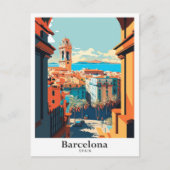 Barcelona Spanien Reisen Kunst Vintage Illustratio Postkarte (Vorderseite)