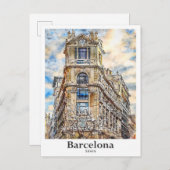 Barcelona Spanien Reisen Wasserfarbenhandzeichnung Postkarte (Vorne/Hinten)
