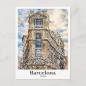 Barcelona Spanien Reisen Wasserfarbenhandzeichnung Postkarte (Vorderseite)
