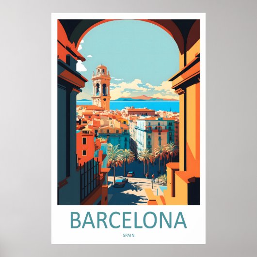 Barcelona Spanien Reiseplakat 1 Poster (Vorne)