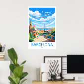 Barcelona Spanien Reiseplakat 2 Poster (Heimbüro)