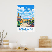 Barcelona Spanien Reiseplakat 2 Poster (Küche)
