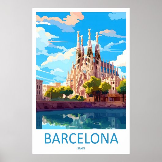 Barcelona Spanien Reiseplakat 3 Poster (Vorne)