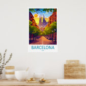 Barcelona Spanien Reiseplakat 4 Poster (Küche)