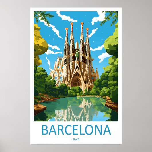 Barcelona Spanien Reiseplakat 5 Poster (Vorne)