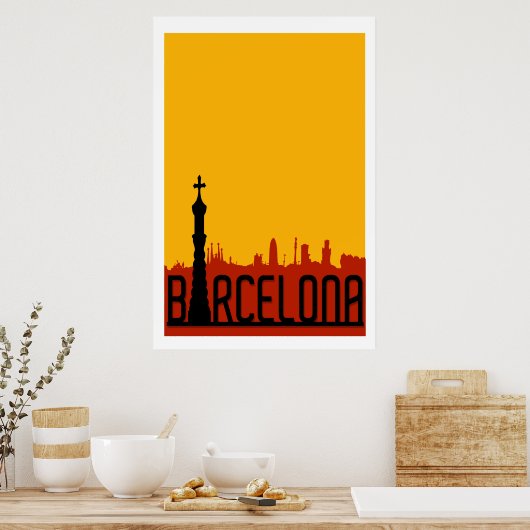 Barcelona, Spanien, Reiseplakat Poster (Küche)