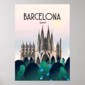 Barcelona Spanien Reiseplakat, Print, Poster (Vorne)
