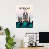 Barcelona Spanien Reiseplakat, Print, Poster (Heimbüro)