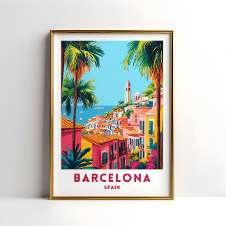 Barcelona Spanien Reiseplakat Wandkunst Poster