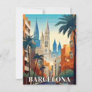 Barcelona, Spanien Retro-Reise Postkarte